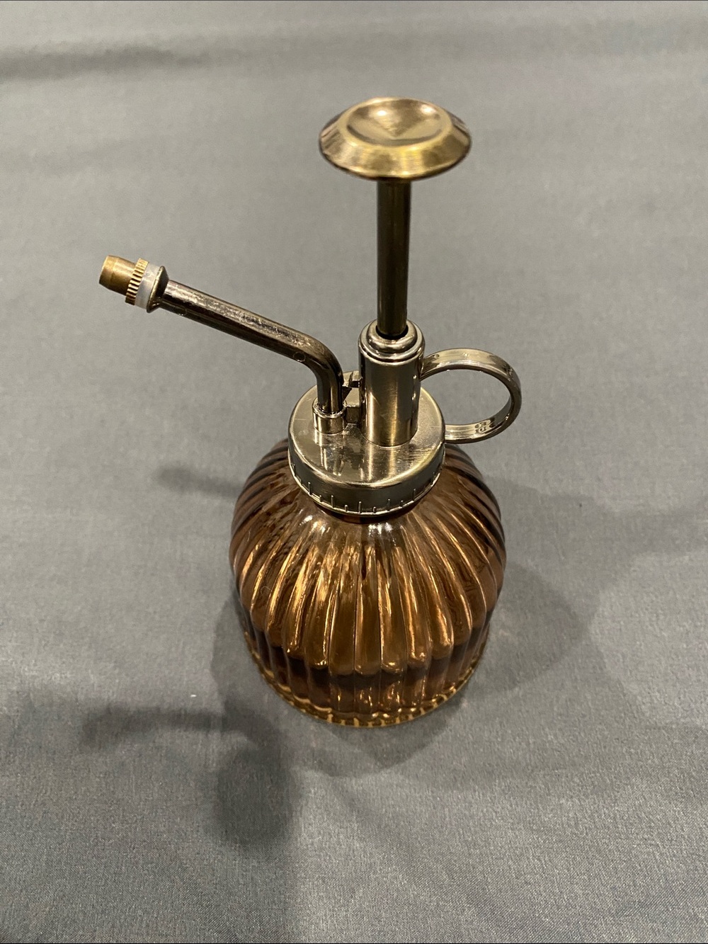 Amber Glass Plant Mister with Brass Pump